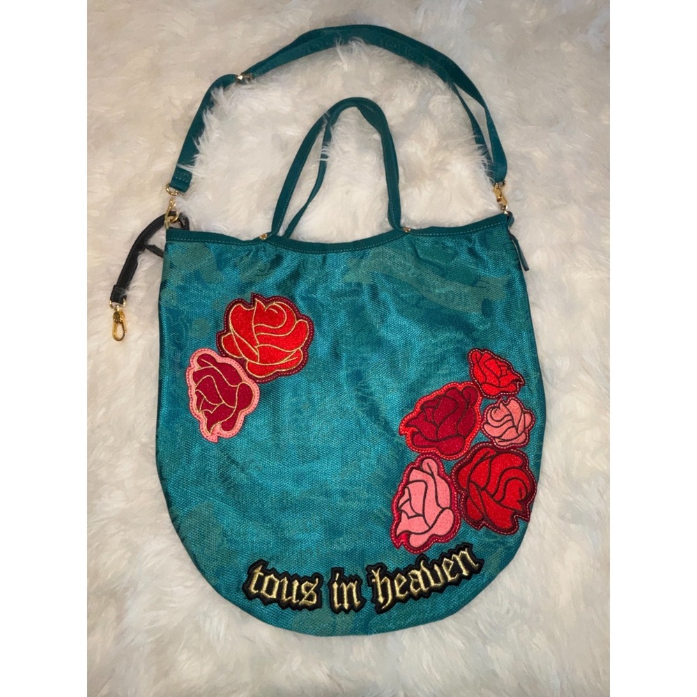 Tous In Heaven Women's Handbag Teal Red Floral Adjustable Strap Crossbody Bag